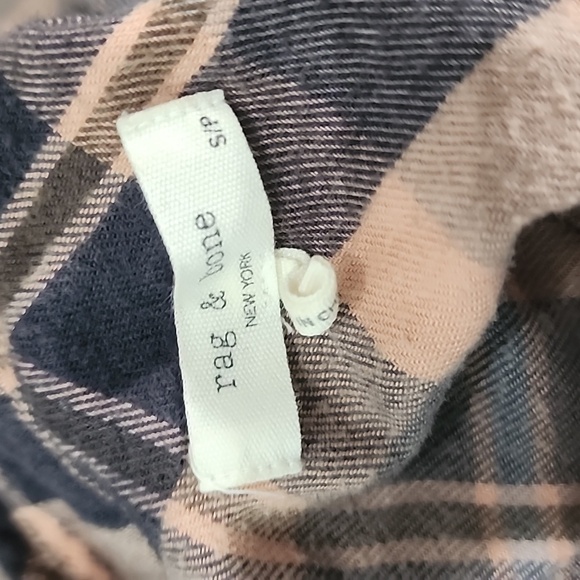 Rag & Bone Cruz Cotton Blend Button Up Flannel Top in Pink Plaid - Picture 10 of 12